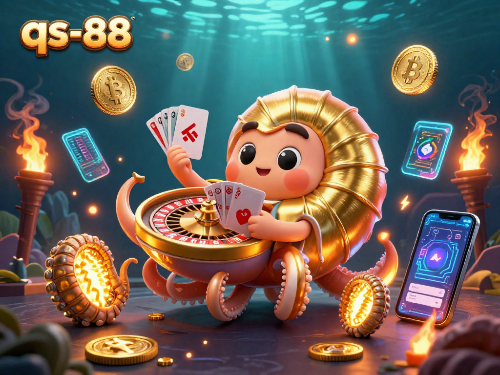 Experience the thrill of gambling with qs-88 at an underwater casino filled with crypto elements.