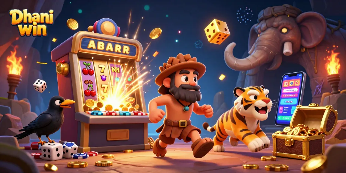 Experience the thrill of Dhani win with a dynamic casino illustration featuring exciting gaming elements.